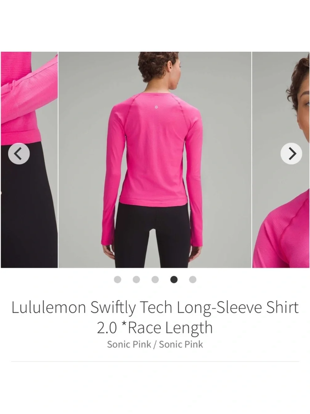Lululemon Swiftly Tech Long Sleeve Shirt 2.0 *Race Length Sonic Pink Sz 4
